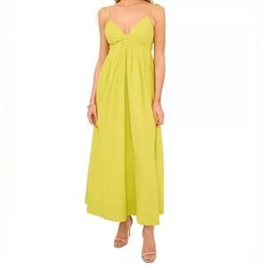 1.STATE Women's Cotton Tie-Strap Maxi Dress Green Tea Lime